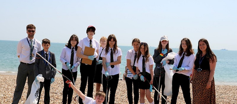 Learning about the impact litter has on the environment with Southsea beach clean